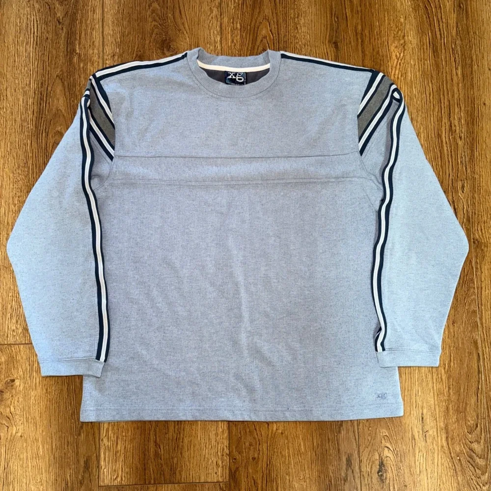 Y2K Xtreme Gear Long Sleeve Men's Size L Striped Sweater Grunge Skater XG Rugged